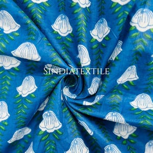 100% Pure Cotton Indian Hand Block Floral Printed Fabric By The Yard, Quilting & Crafts Fabric For Dresses, Upholstery Fabric, Boho Fabric