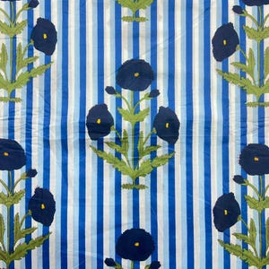Katoenen stof Mughal-bloemen: met de hand bedrukte Indiase quiltstoffering