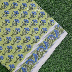 Tessuto stampato floreale indiano fatto a mano, tagliato su misura / Tessuto per quilting e cucito per abiti / Tessuto boho, artigianato, tappezzeria