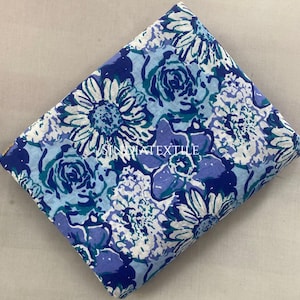 Blue Floral Hand Block Printed Cotton Fabric - Indian Dress Making By The Yard