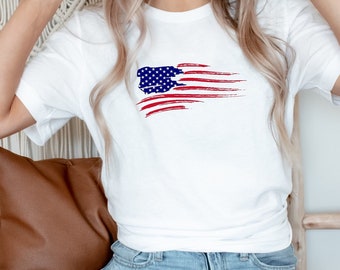 American Flag Graphic T-Shirt: 4th of July USA Tee