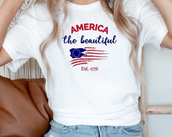USA Shirt, American Flag Tshirt, Fourth of July Tees, United States Tshirt, July 4th Graphic Tees, America The Beautiful