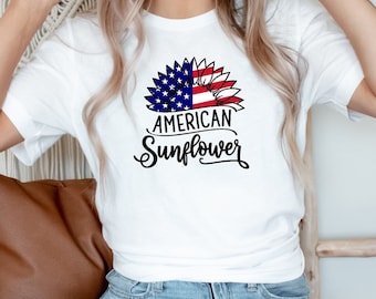 American Sunflower T-Shirt: 4th of July Graphic Tee