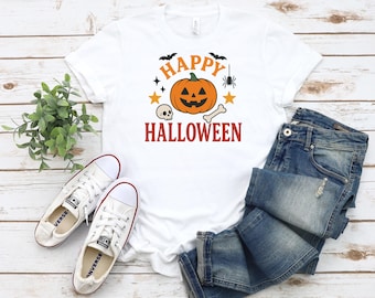Happy Halloween, Skull and Pumpkin halloween T-shirt