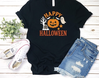 Happy Halloween, ghost, bats, halloween t-shirt