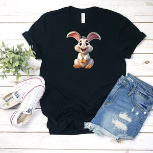 Słodki T-shirt z królikiem, T-shirt dla miłośników zwierząt, T-shirt dla miłośników królików, leśne zwierzę