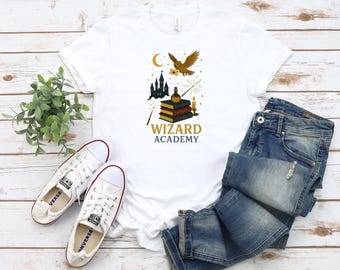 Magic Magician T-Shirt: Hat, Wand, Owl Design - Cotton Tee