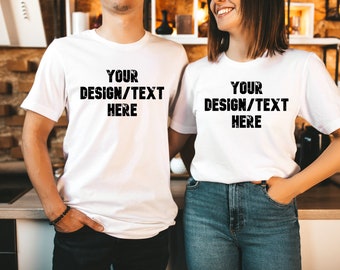 Custom Couple Shirts: Matching Cotton Text T-Shirts