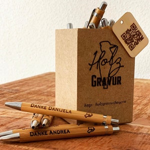 Engraved wooden ballpoint pens personalized with desired text, logo, picture, name