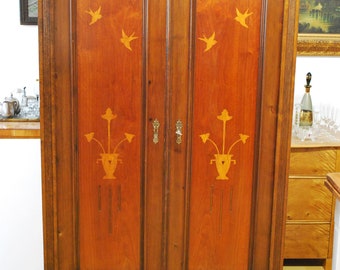 Schöner Jugendstil Kleiderschrank, Wäscheschrank, Weichholzschrank, zerlegbar