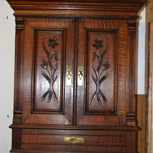 Antique Art Nouveau model cabinet, wall cabinet, antique journeyman's test piece,