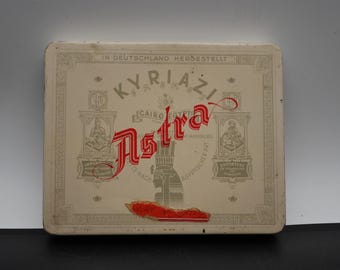 Old tin can, cigarette tin, KYRIAZI ASTRA, 50s box, 1930/40s