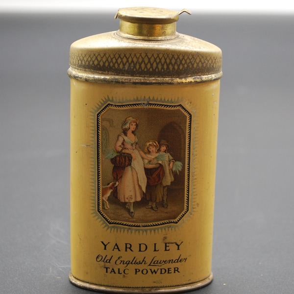 Una bellissima scatola vintage di talco Yardley Old English Lavender