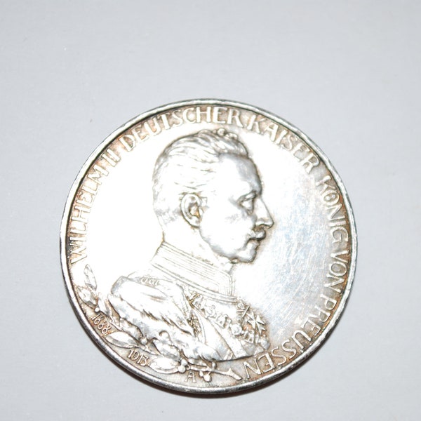 3 Mark Deutsches Reich 1913-Wilhelm II Deutscher Kaiser König v. Preußen "A"