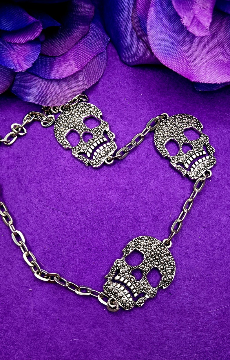 One of a Kind Sugar Skull Asymmetrical Statement Necklace Etsy