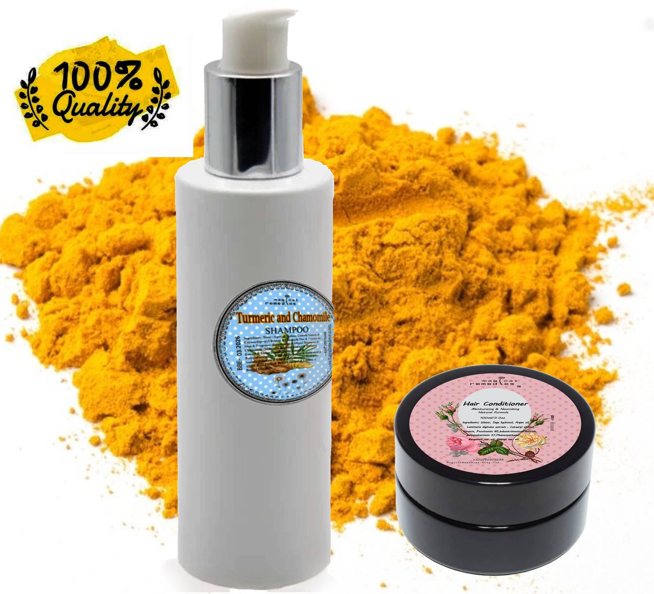 SHAMPOO Turmeric and Chamomile. Best for blonde and thin hair. SLS Free. Shampoo+ Conditioner.