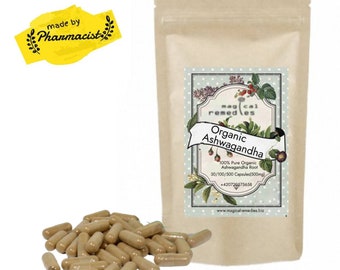 Ashwagandha Capsules | 100% Organic | Withania Somnifera | 500mg | Adaptogen