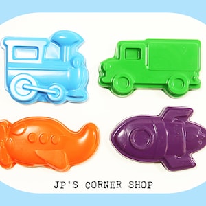 Transportation crayons - set of 2 crayons - train, truck, airplane, spaceship - handmade party favor