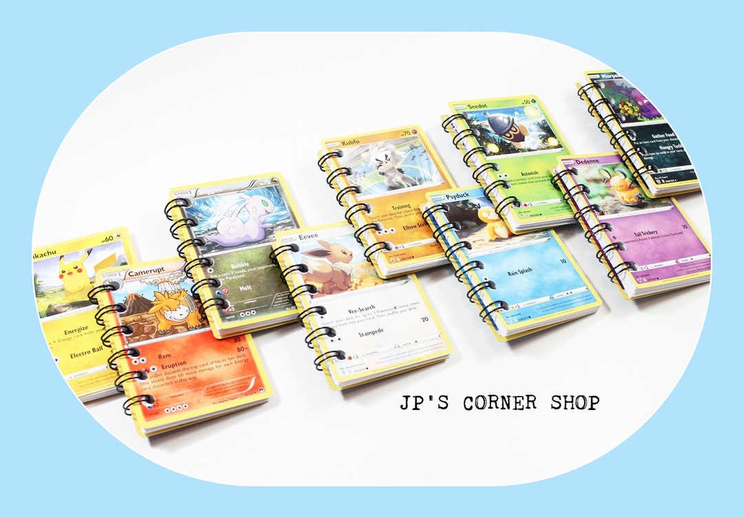 15 Upcycled Pokemon Notebook YELLOW BORDER 45 Blank White Sheets Pages ...