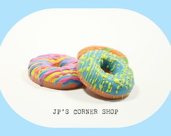 3 Donut crayons - handmade party favor