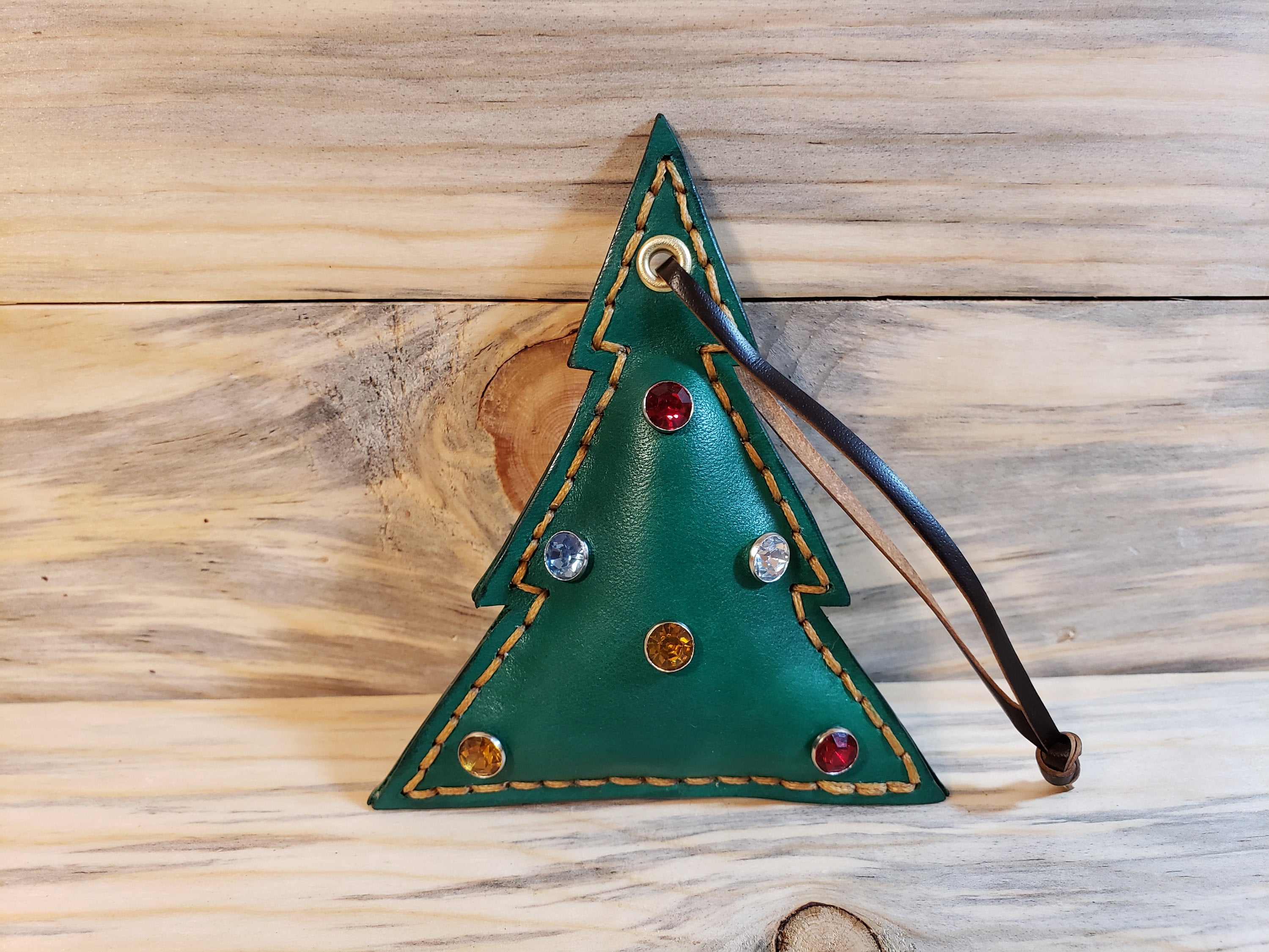 Christmas Tree Leather Christmas Tree Ornament Holiday Handmade ...