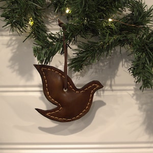 Colomba - Ornamento per albero di Natale in pelle - Vacanza - Fatto a mano - Fatto a mano - Unico