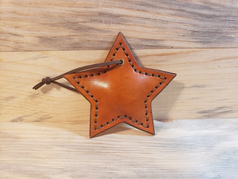 Star Leather Christmas Tree Ornament Holiday Handmade - Etsy