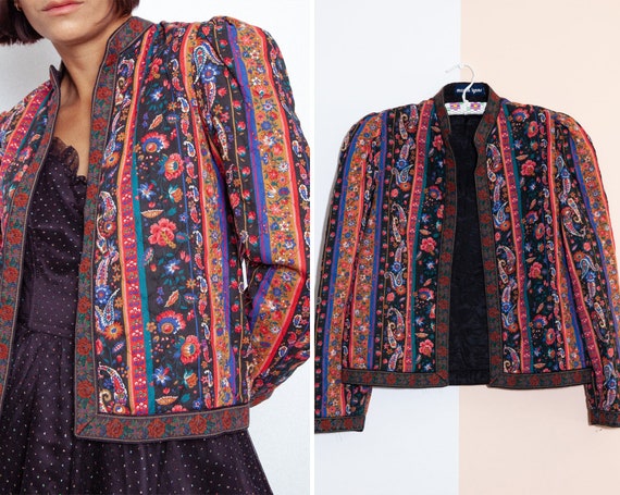 VINTAGE QUILTED JACKET - rainbow/noir paisley qui… - image 2