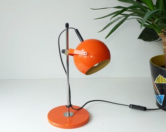 Lámpara de ojo de los años 70 - Lámpara de mesita de noche naranja estilo era espacial - Lámpara de mesa vintage - Lámpara de mesa de mediados de siglo - Iluminación pop art de los años 60 - Pop art moderno