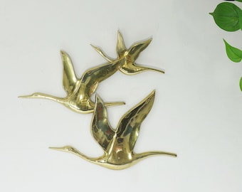Vintage Skulptur - 3 fliegende Gänse - Messing Gold 1960er 1970er Jahre Wand Kunst -Dekoration