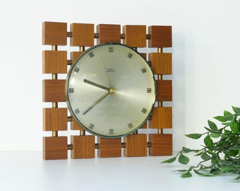 Vintage Wanduhr - 1960er 1970er Jahre Teak Holz Uhr - Diehl Dilectron Deutschland Space Age Wanduhr - Mid Century Modern Skandinavisches Design
