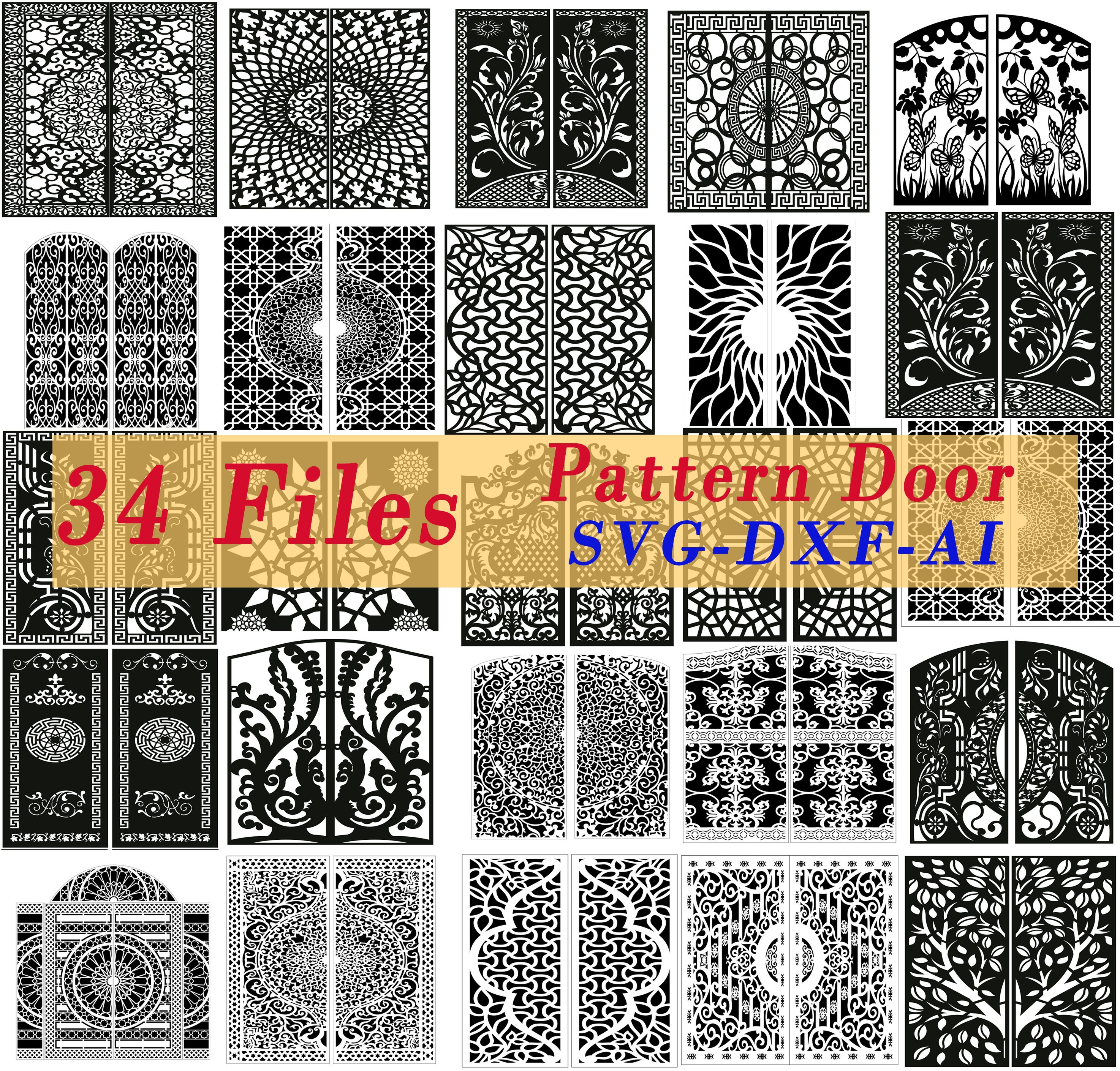 AI Art file door panel 151 DXF for Plasma Laser Cut CNC Vector DXF  -CDR 