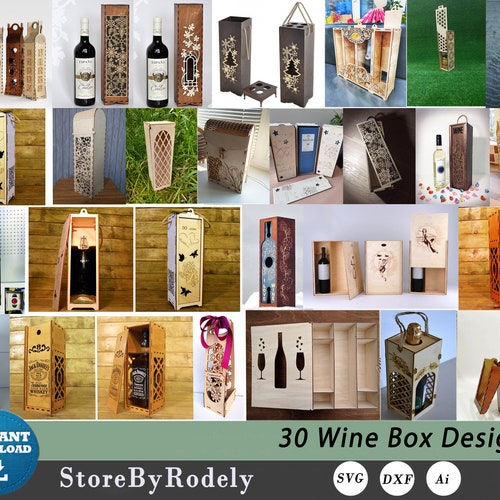 Wine Bottle Box Laser Cut Ready Svg File Digital Download Etsy