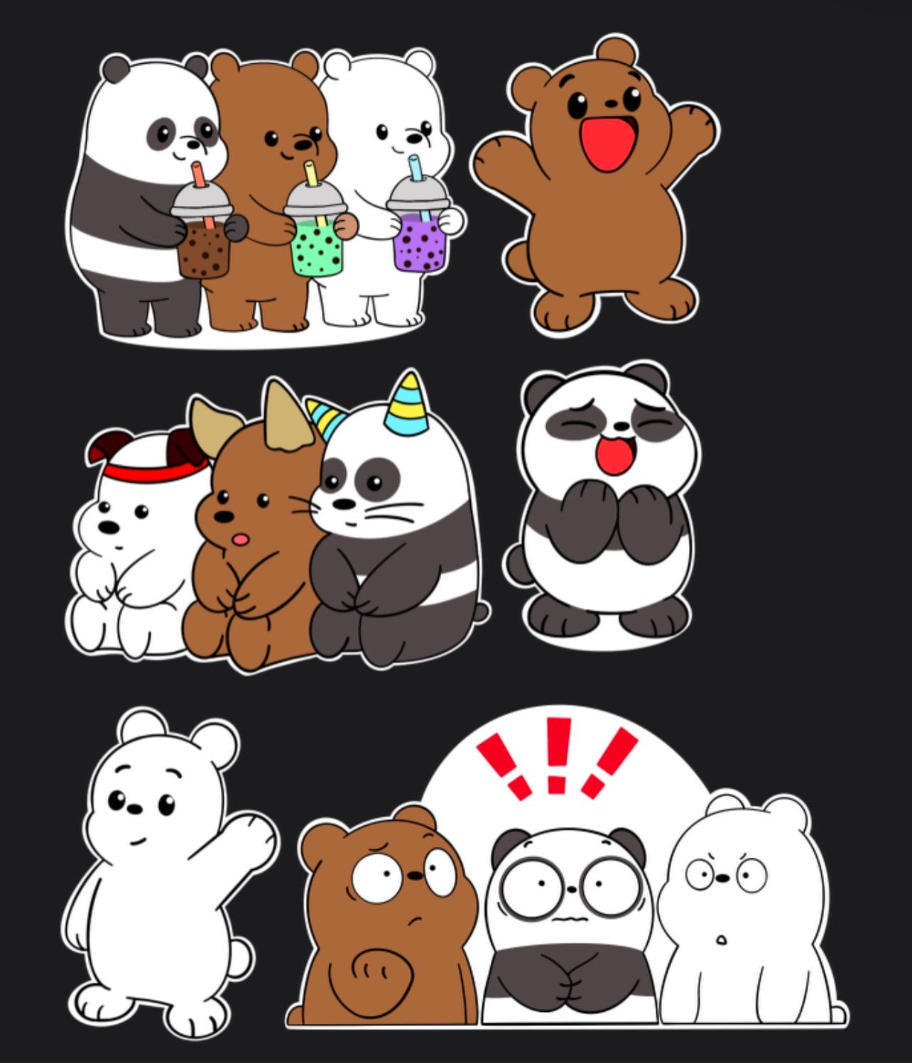 Baby Bare Bear Sticker Set Etsy