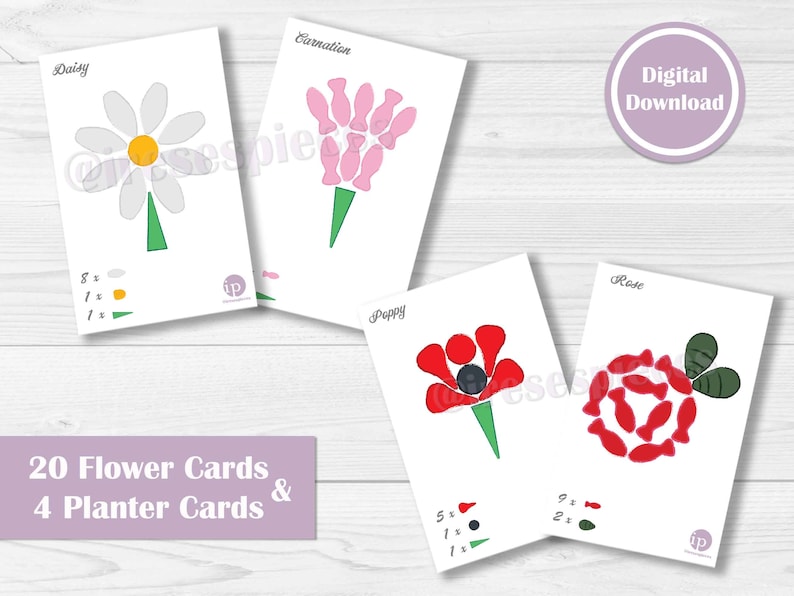 Flower Shop, Mandala Grapat Loose Parts Template Cards for activities, Mothers Day Toddler Play image 5