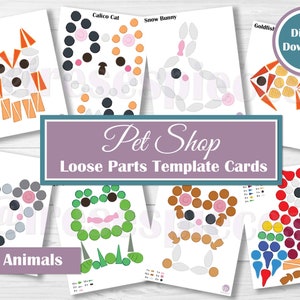 Animali del negozio di animali, Grapat Mandala, Schede con parti sciolte, Gioco aperto, Attività di creazione di modelli per la scuola materna, Regalo per bambini piccoli