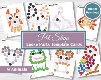 Pet Shop Animals, Grapat Mandala, Loose Parts Cards, Open Ended Play, Patterning Activity for Preschool, Toddler Gift