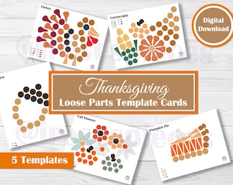 Grapat Mandala, Loose Parts Printable, Open Ended Play, Patterning Activity for Preschool, holiday Gift for toddler thanksgiving