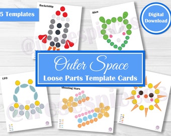 Grapat Mandala lose Teile Vorlage Karten - Open Ended Spiel - lose Teile aus Holz spielen - Muster Stücke Spaß für Kleinkinder - Weltraum