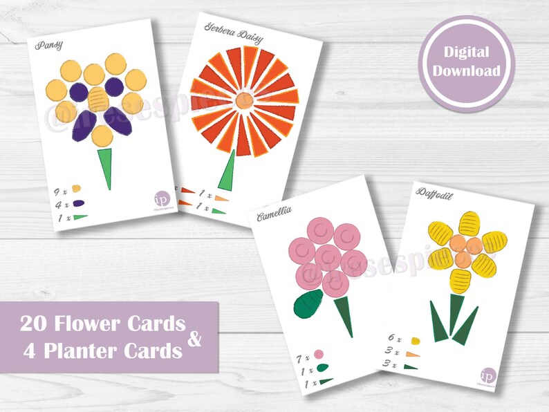 Flower Shop, Mandala Grapat Loose Parts Template Cards for activities, Mothers Day Toddler Play image 4