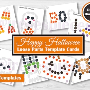 Halloween, Grapat Mandala para impressão, cartões de peças soltas, brincadeira aberta, atividade de modelagem para pré-escola, presente para crianças pequenas