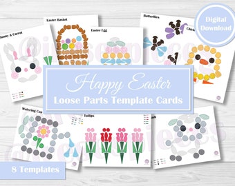 Grapat Mandala Loose Parts Template Cards, Open Ended Play, Patterning Activity for Preschool, Easter Printable