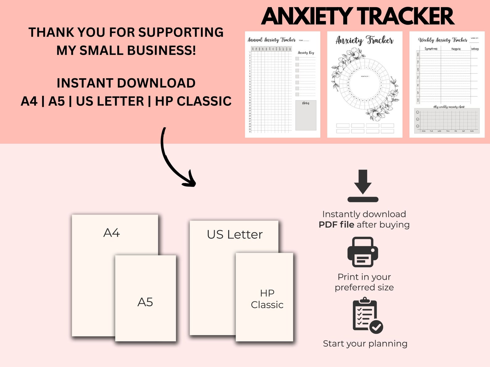 Anxiety Tracker Circular Anxiety Chart Mental Health Etsy