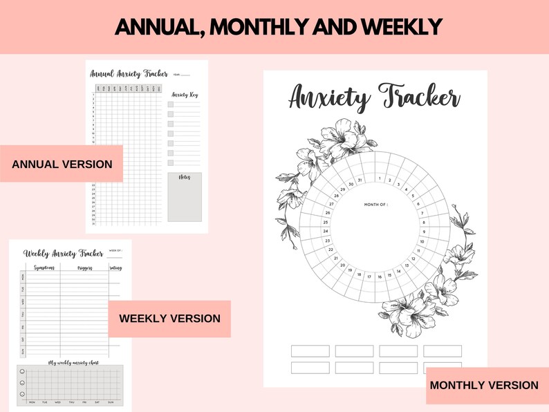 Anxiety Tracker Circular Anxiety Chart Mental Health Etsy