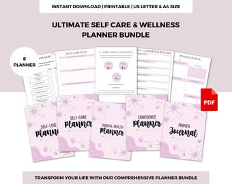 Self Care Planner Bundle: Wellness, Mindfulness, Prayer (Digital PDF)