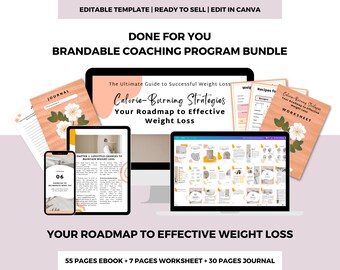 Weight Loss Coaching Bundle | Rebrandable Ebook, Canva Template