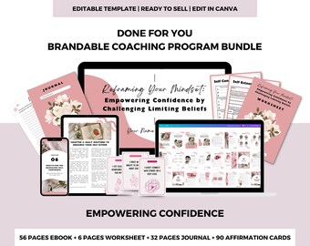 Confidence Coaching Program | Brandable Ebook, Worksheets (Canva Template)