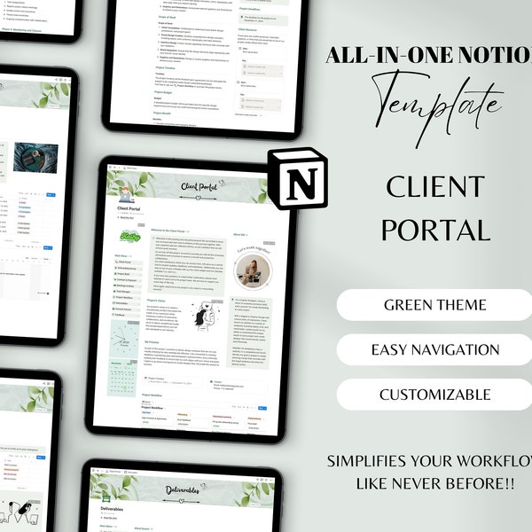 Client Portal Notion Template, Notion Client Dashboard, Project Management, Notion Client Tracker, Client Management System,Coach,Freelancer