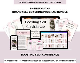 Steigerung des Selbstvertrauens Done For You Coaching Bundle, Selbstwertgefühl Arbeitsbuch, Vertrauenscoach, Bleimagnet für Life Coaches, Selbstwertcoach