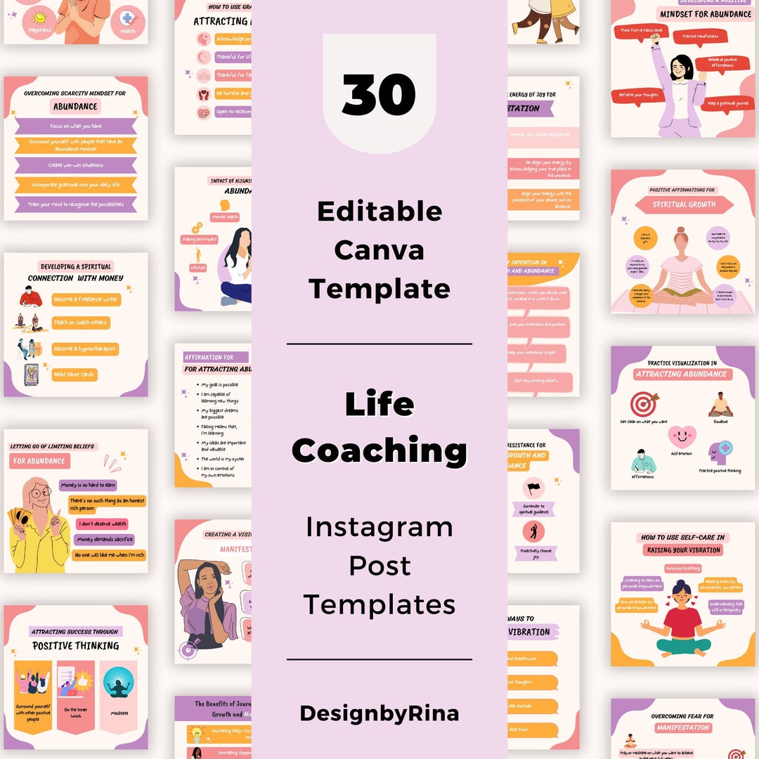 30 Life Coach Infographics Instagram Post Template, Social Media ...